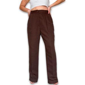 Vintage 90s Michele New York Chocolate Brown Straight High Waisted Trousers